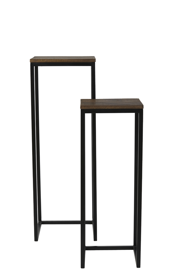 Säule S/2 30x30x83+36x36x103 cm BRYSON Holz braun-schwarz